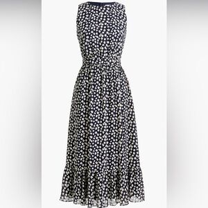 J. Crew Printed Floral Tiered Midi Dress Boho Modest Feminine Peasant Tradwife